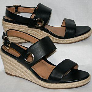 Womens Vionic Verons Black Leather Uppers Espadrilles! Size 11 Worn once!